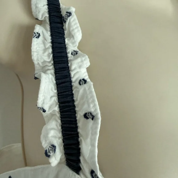 NWT $99 White and Navy Women's Flowy Maxi Dress Ruffles Boho Cut Out Size Large - Picture 5 of 7